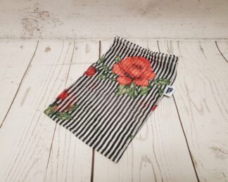 Petit sac en filet Taille & Retailles en tissu Fleuri noir