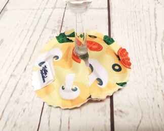 Pantoufle sous-verre de vin Taille & Retailles en tissu Pizza Margarita