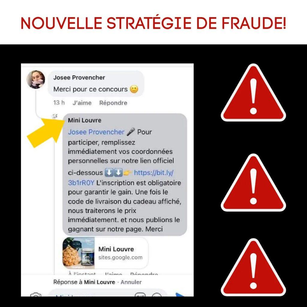 Vague de Concours Nouvelle stratégie de fraude Source : Facebook.com/vaguedeconcours