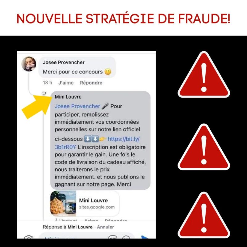 Vague de Concours Nouvelle stratégie de fraude
Source : Facebook.com/vaguedeconcours