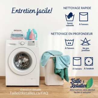Sacs alimentaires et couvre-bols Taille & Retailles : entretien facile à la machine à laver