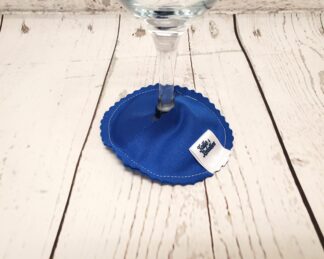 Pantoufle sous-verre identifiant la coupe de vin Taille & Retailles en tissu Bleu royal