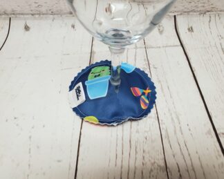 Pantoufle sous-verre identifiant la coupe de vin Taille & Retailles en tissu Cactus