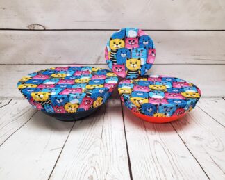 Trio de couvre-bols ronds Taille & Retailles en tissu Chats colorés
