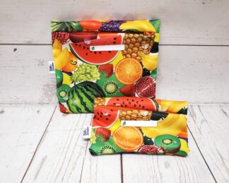 Duo Lunch (Sac collation + sac sandwich) Taille & Retailles en tissu Fruits