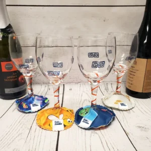 Ensemble de 4 pantoufle sous-verre identifiant la coupe de vin Taille & Retailles - vue de face-001