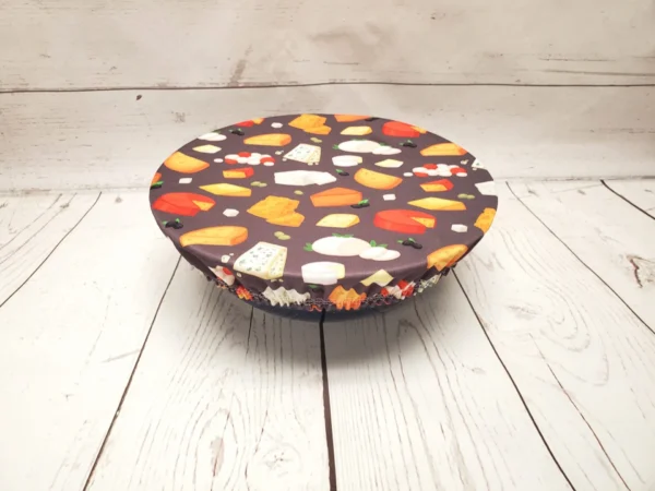 Grand couvre-bol Taille & Retailles en tissu Fromages - vue de côté