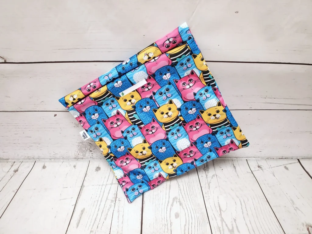 Grand sac congélation Taille & Retailles en tissu Chats colorés