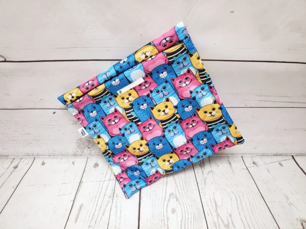 Grand sac congélation Taille & Retailles en tissu Chats colorés