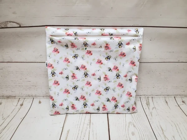 Grand sac congélation réutilisable Taille & Retailles en tissu Abeilles butineuses