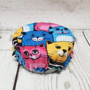 Mini couvre-bol rond Taille & Retailles en tissu Chats colorés