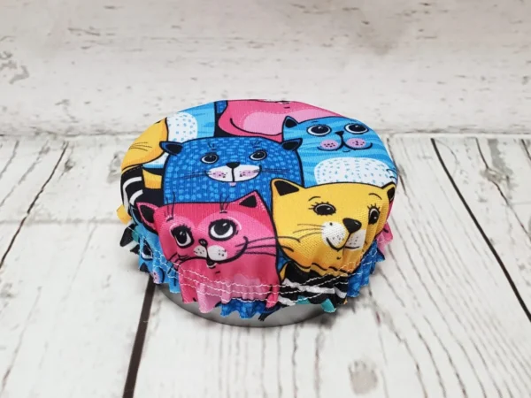 Mini couvre-bol rond Taille & Retailles en tissu Chats colorés