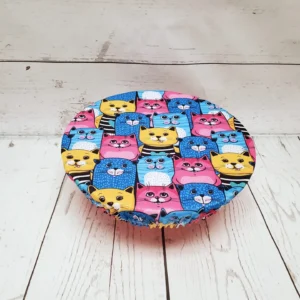 Moyen couvre-bol rond Taille & Retailles en tissu Chats colorés