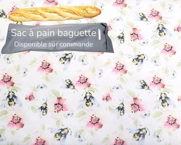 Sac à pain baguette Taille & Retailles en tissu Abeilles butineuses - disponible sur commande