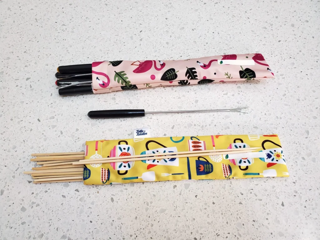 Sac paille 2x11 - brochettes et fourchettes à fondue - sacs ouverts