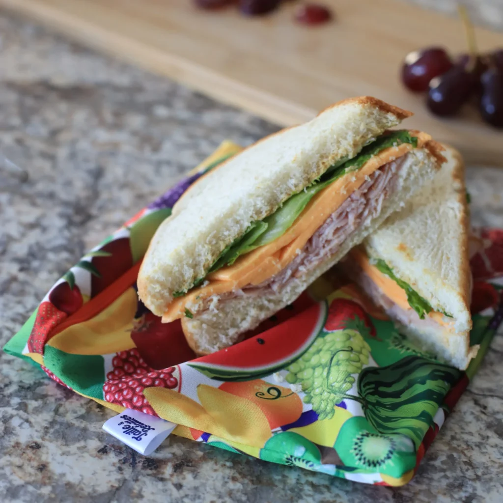 Sac sandwich Taille & Retailles en tissu Fruits avec sandwich