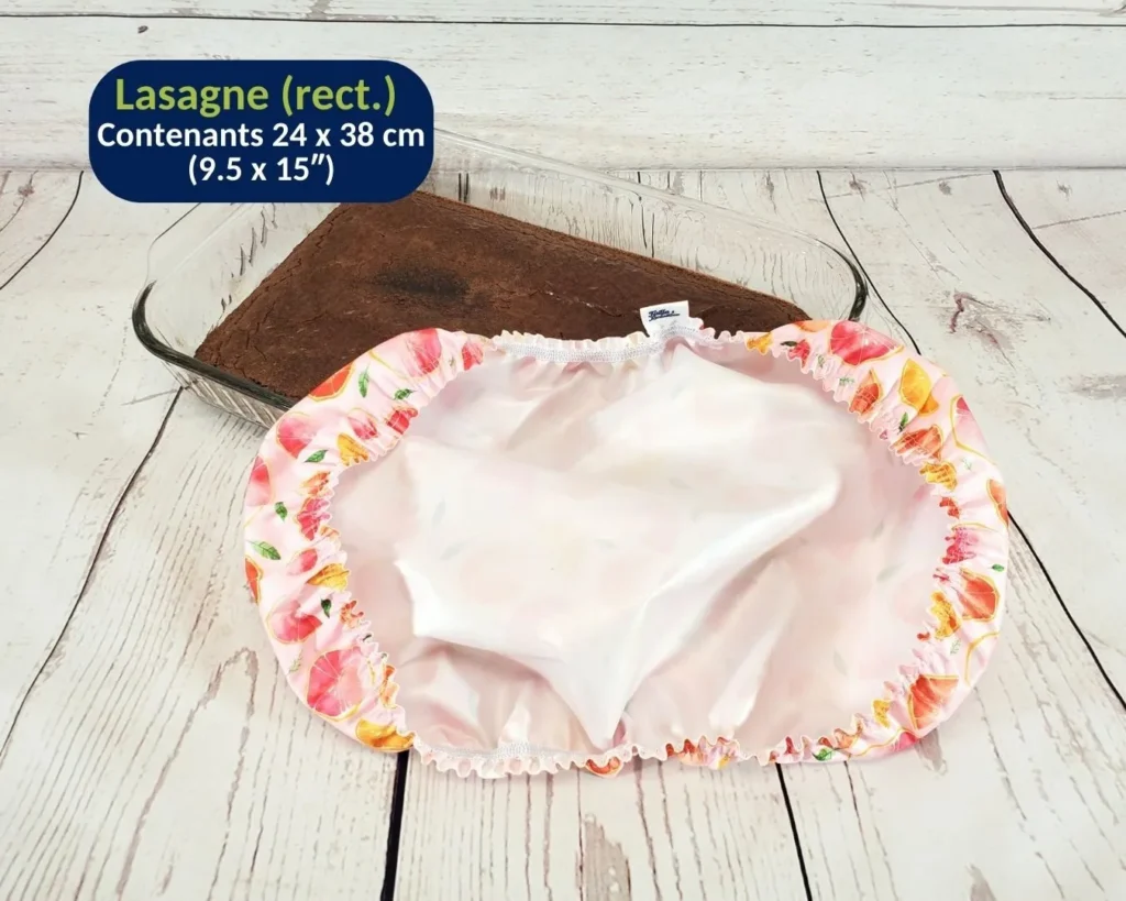 Couvre-bol rectangulaire (Lasagne)Taille & Retailles à l'envers avec dimensions