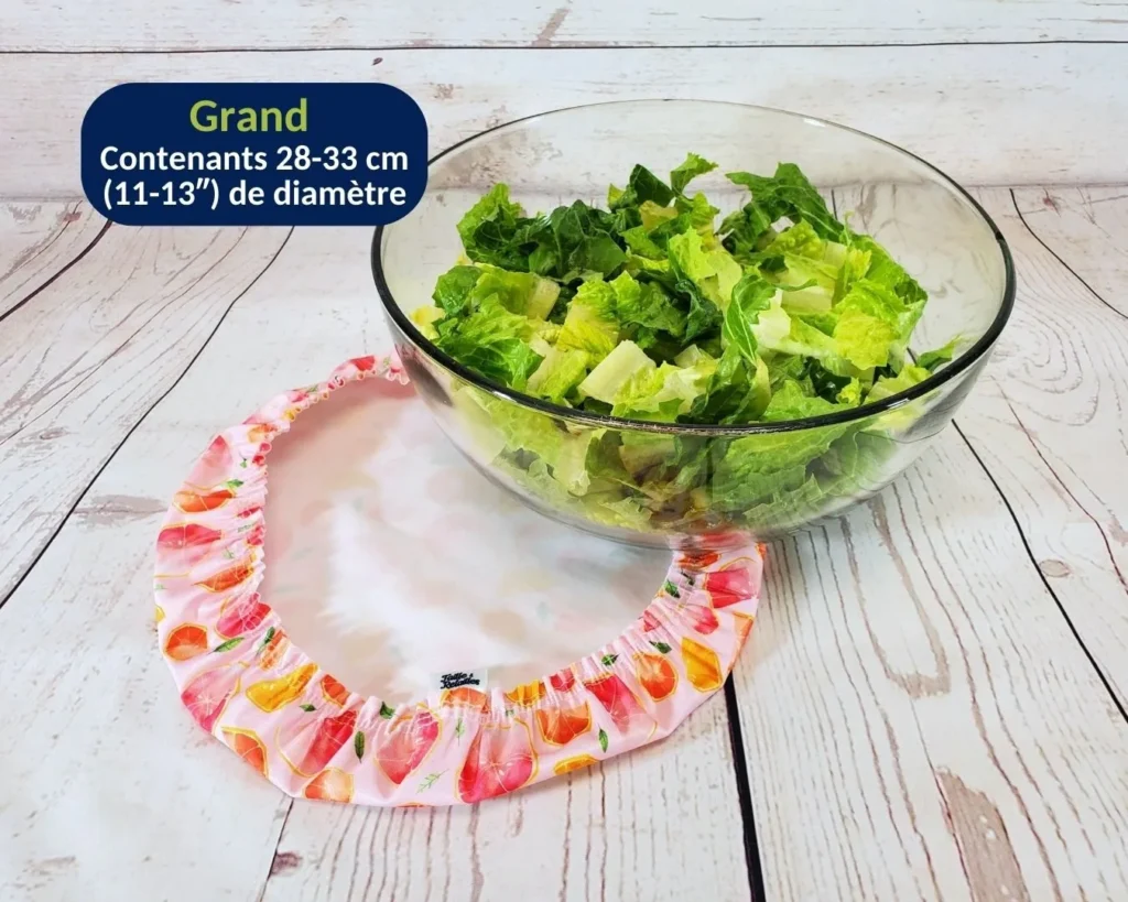 Grand couvre-bol Taille & Retailles sur saladier avec dimensions