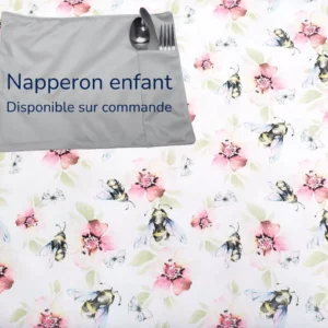 Napperon enfant Taille & Retailles en tissu Abeilles butineuses - disponible sur commande