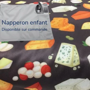 Napperon enfant Taille & Retailles en tissu Fromages - disponible sur commande
