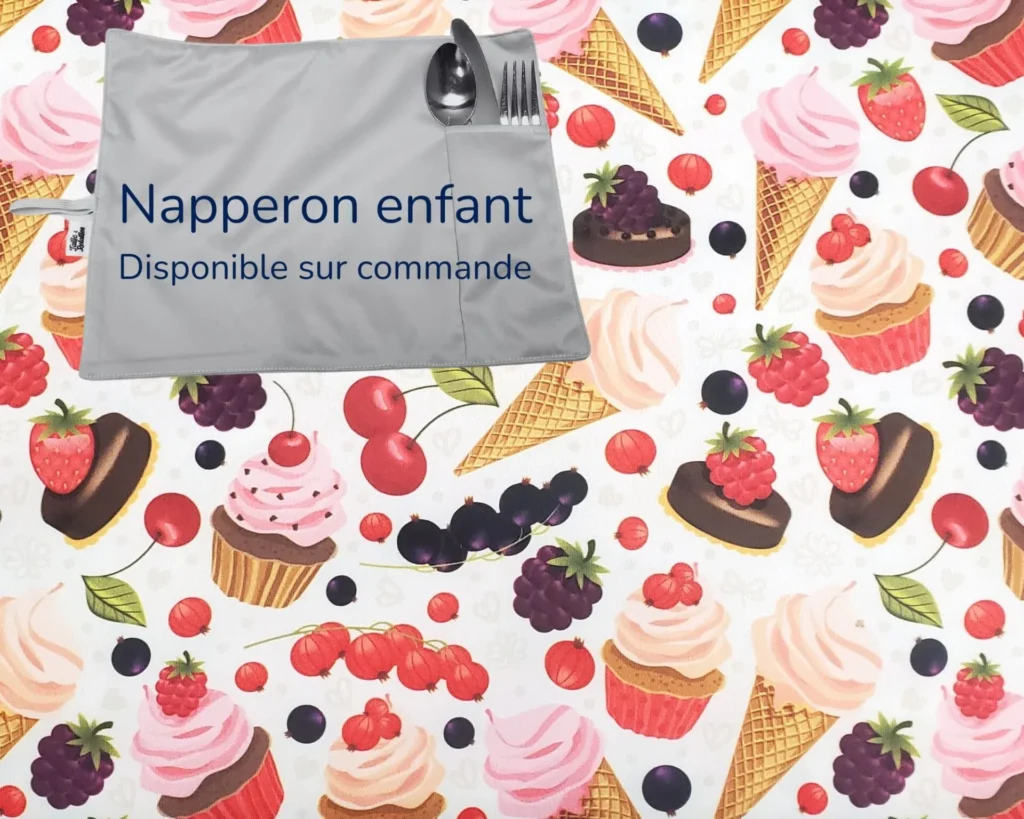 Napperon enfant Taille & Retailles en tissu Petites gâteries - disponible sur commande