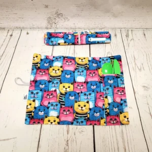 Napperons de lunch format enfant Taille & Retailles en tissu Chats colorés