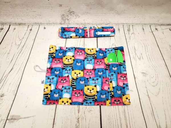 Napperons de lunch format enfant Taille & Retailles en tissu Chats colorés