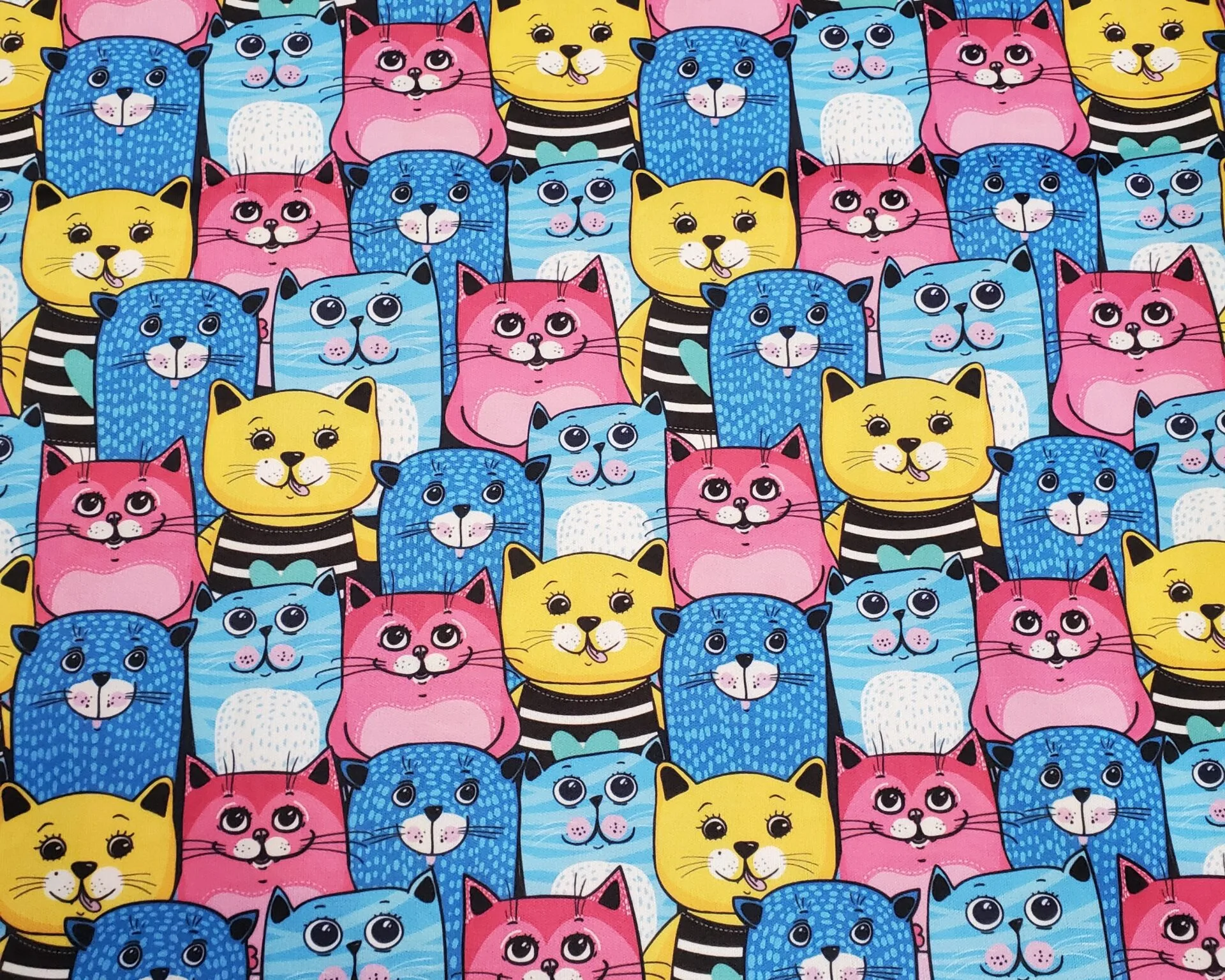 Imprimé tissu PUL 64. Chats colorés