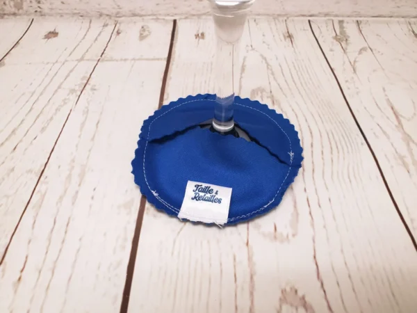 Pantoufle sous-verre de vin Taille & Retailles en tissu Bleu royal - zoom
