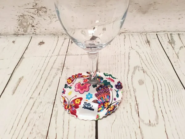 Pantoufle sous-verre de vin Taille & Retailles en tissu Papillons