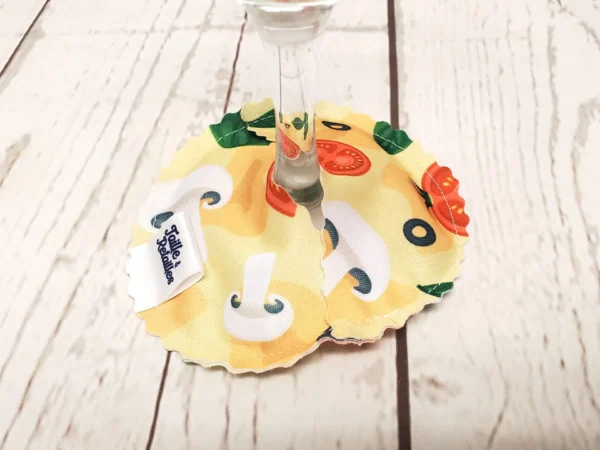 Pantoufle sous-verre de vin Taille & Retailles en tissu Pizza Margarita