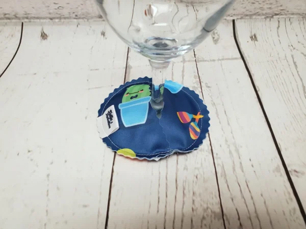 Pantoufle sous-verre identifiant la coupe de vin Taille & Retailles en tissu Cactus