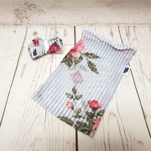 Petit sac en filet Taille & Retailles en tissu Fleuri bleu