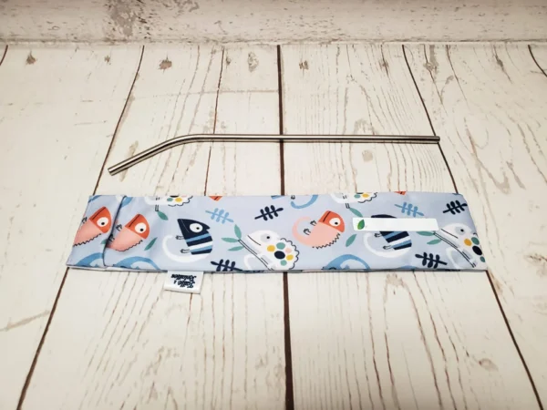 Sac allongé pour pailles Taille & Retailles en tissu Caméléons