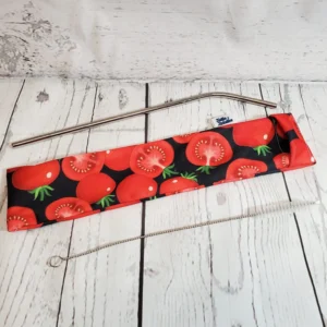 Sac allongé pour pailles réutilisables Taille & Retailles en tissu Tomates