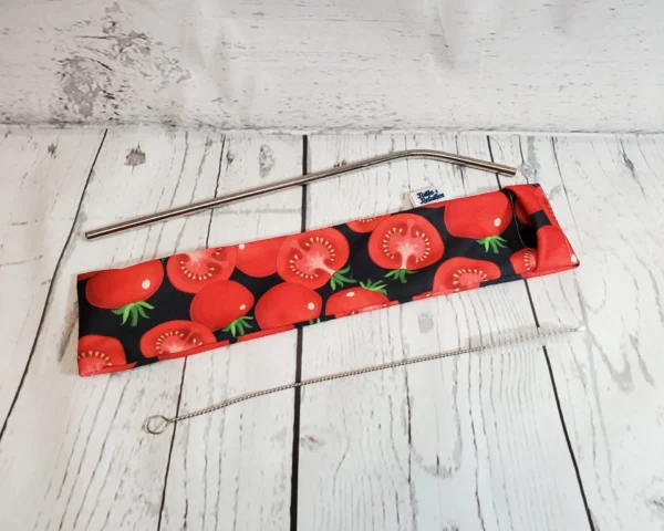 Sac allongé pour pailles réutilisables Taille & Retailles en tissu Tomates