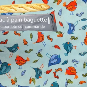 Sac à pain baguette Taille & Retailles en tissu Festin d'oiseaux - disponible sur commande