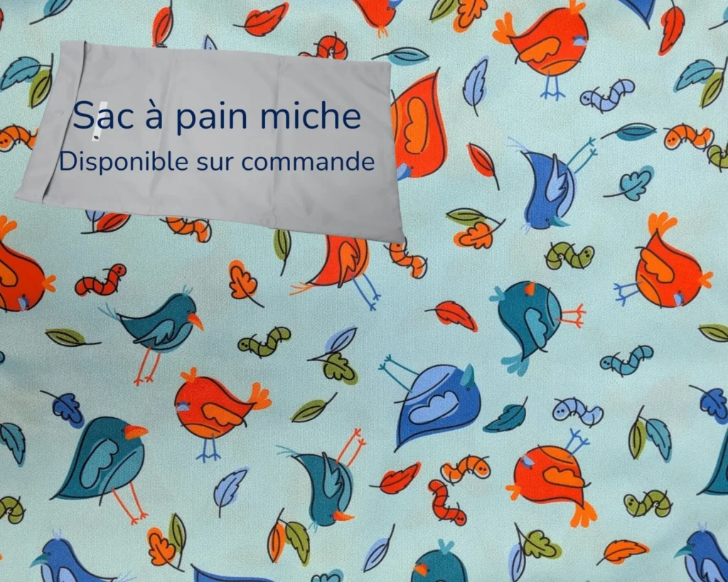 Sac à pain miche Taille & Retailles en tissu Festin d'oiseaux - disponible sur commande