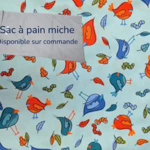 Sac à pain miche Taille & Retailles en tissu Festin d'oiseaux - disponible sur commande