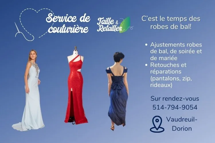 Service de couturière à Vaudreuil-Dorion - temps des robes de bal - blog