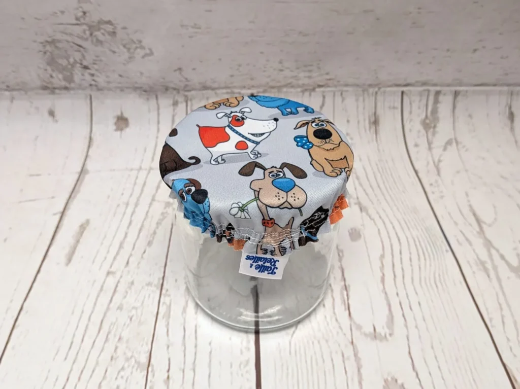 Mini couvre-bol rond Taille & Retailles en tissu Chiens rigolos