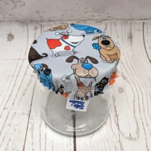 Mini couvre-bol rond Taille & Retailles en tissu Chiens rigolos