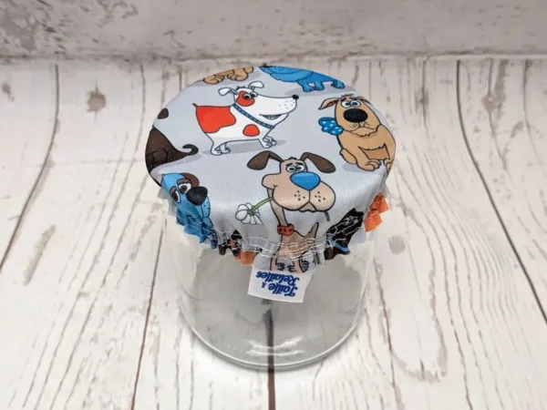 Mini couvre-bol rond Taille & Retailles en tissu Chiens rigolos