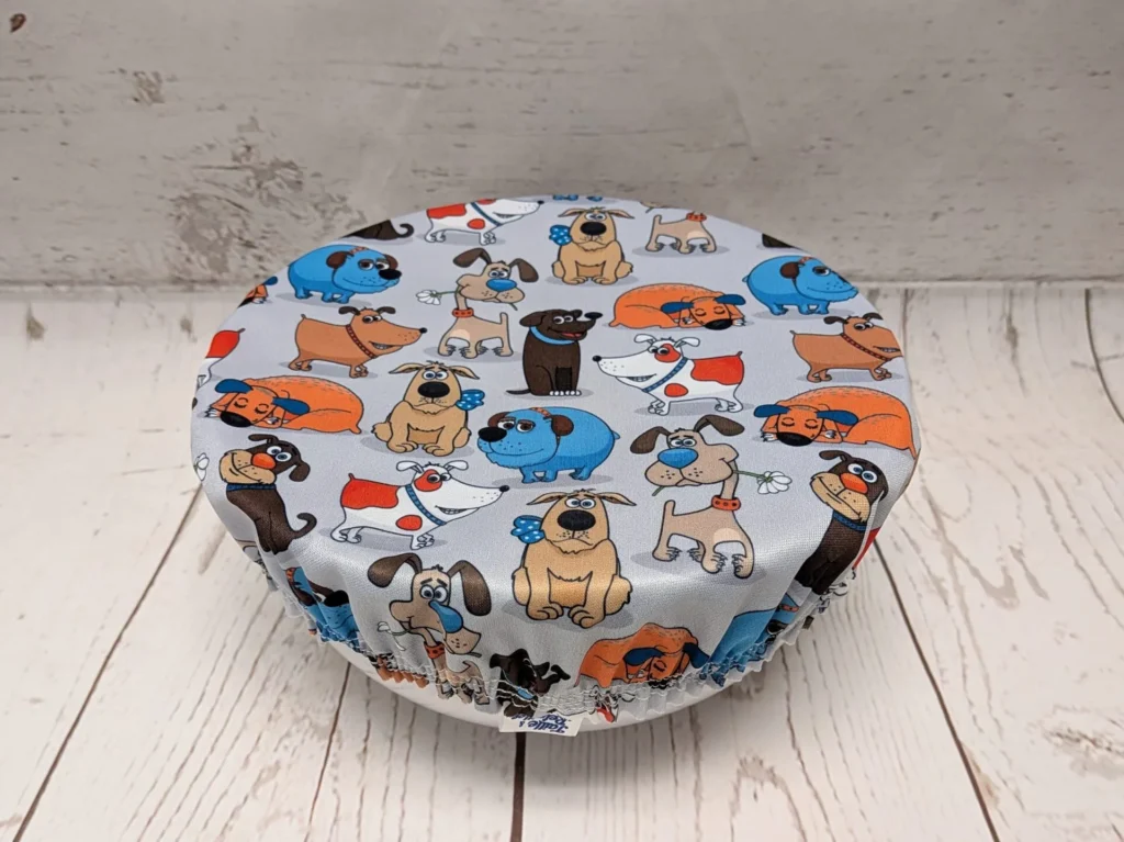 Moyen couvre-bol rond Taille & Retailles en tissu Chiens rigolos
