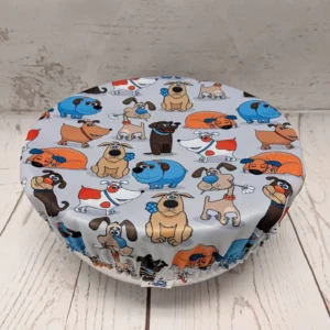 Moyen couvre-bol rond Taille & Retailles en tissu Chiens rigolos
