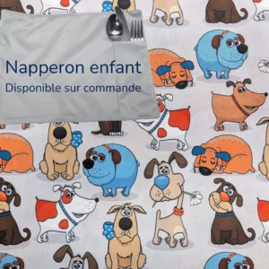 Napperon enfant Taille & Retailles en tissu Chiens rigolos - disponible sur commande