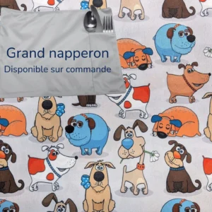 Napperon grand format Taille & Retailles en tissu Chiens rigolos - disponible sur commande