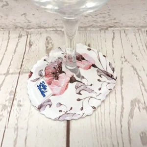 Pantoufle sous-verre identifiant la coupe de vin Taille & Retailles en tissu Élégance florale - zoom