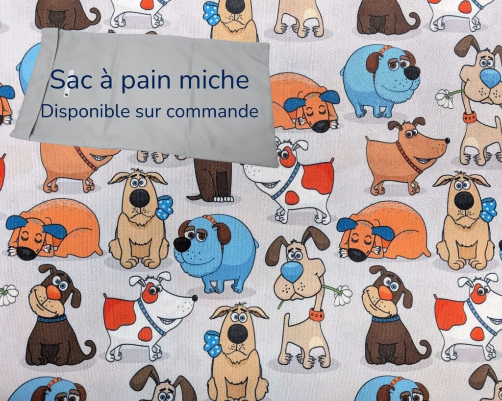 Sac à pain miche Taille & Retailles en tissu Chiens rigolos - disponible sur commande