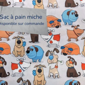 Sac à pain miche Taille & Retailles en tissu Chiens rigolos - disponible sur commande